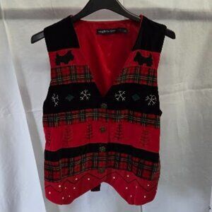 Eagles Eye size L red Christmas vest with terriers